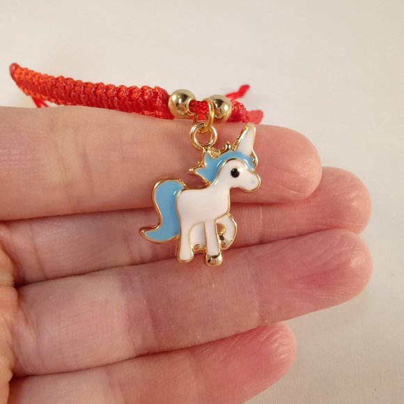 Blue Unicorn Gold Charm Red Rope Bracelet Party Gift - Picture 3 of 5